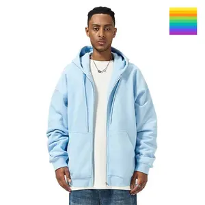 designer streetwear mens blank full zip up face hoodie custom high quality custom fleece zip hoodie oversized thick cotton hood
