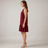 Robe Courte Décontractée Joydressing pour Femme avec Col Rond, Volants et Empiècement en Dentelle, Idéale pour la Vente en Gros aux Boutiques