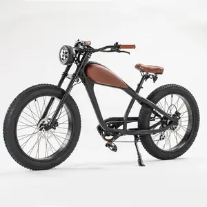 Suspensi Penuh Vintage Cruiser Sepeda Listrik 750W Kuat Jalan Kota Sepeda Gemuk Listrik EBike Murah