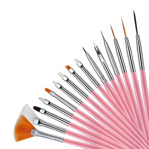 15pcs Plastic Nylon Nail Art <b>Brush</b> Pen Set Liner Oval <b>Brush</b> Heads for UV Gel Painting Manicure - Product Image 1