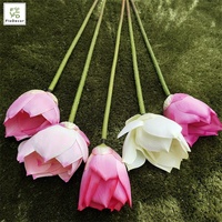 Vente en gros de fleurs artificielles de lotus en soie graines de lotus en feuille de lotus pour la décoration de la maison de l'étang de la piscine du temple de bouddha