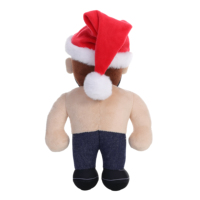 Peluche personnalisée de Noël : Homme musclé avec chapeau de Père Noël et barbe, personnage humain en peluche douce