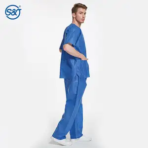 SJ gaun operasi AAMI level 1/2/3/4, gaun bedah sekali pakai seragam rumah sakit steril