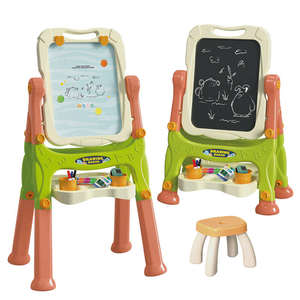 Juego de Pizarra de Dibujo Vertical de Doble Cara 3 en 1 para Niños con Patas de Altura Ajustable y Silla Pequeña, Juguete para Garabatear para Niños - Product Image 3