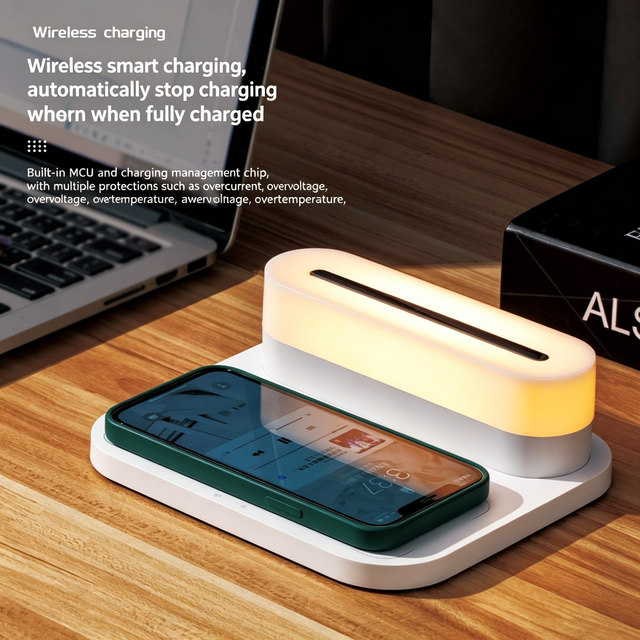 S26L LED Bedside Lamp 15W Fast Wireless Charger Night Light for Bedroom for Phone