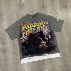 T-shirt d'été à manches courtes pour homme, 100% coton épais de qualité supérieure, finition texturée, blanc uni, pour impression numérique à l'encre - Product Image 3