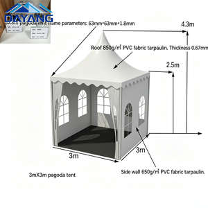 Tentes Pagode <span class=keywords><strong>Allu</strong></span> Frame avec Couverture PVC et Doublure de Plafond pour Événements Extérieurs, Tailles 10m x 10m et 12m x 12m, En Vente - Product Image 1