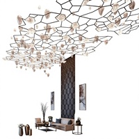 Lustre LED en cristal géométrique de luxe sur mesure, directement de l'usine, pour l'installation de projets dans les halls d'hôtel, les bureaux de vente et les espaces artistiques