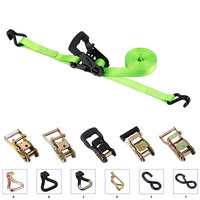 Sangle d'arrimage à cliquet en polyester de 1-1/16''/27 mm avec crochets double-J, longueur de 15 pieds, résistance à la rupture de 1500 KN pour l'arrimage de marchandises