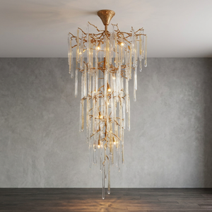 Lustre suspendu de luxe pour hôtel, salon, villa, moderne, en cristal et laiton, décoration de hall, luminaire suspendu LED - Product Image 2