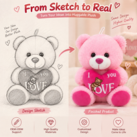 Ours en peluche personnalisé grimpeur avec cœur, animaux en peluche en velours avec patte en velours pour cadeau romantique, fournitures pour fleuristes
