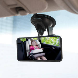 자동차 인테리어 관찰을위한 새로운 어린이 사각형 모양 ABS + 유리 블랙 유니버설 피팅 백미러 - Product Image 4