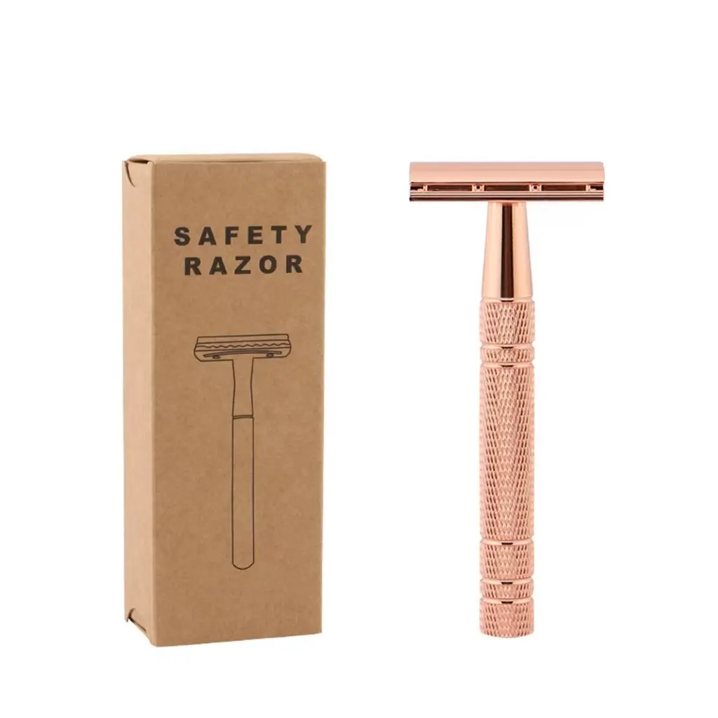 High Quality Luxury Rose Gold Black Men Safety Shaving Razor Double Edge Safety Razor Perfect for Everyday Use With 5 Blades