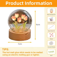 Nouvelle lampe LED DIY en forme de mini-tulipe romantique, fonctionnant sur piles, avec base transparente en cristal poli, pour la décoration de Noël à la maison