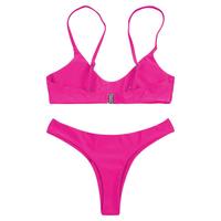 2026 Ensemble de bikini deux pièces triangle pour femme, mini halter, string, imprimé, avec liens, maillot de bain personnalisé