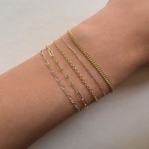 Haute qualité mode minimaliste bijoux fins 925 argent Sterling 18k plaqué or délicat Figaro chaîne Bracelet pour les femmes - Product Image 2