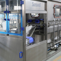 Machine d'emballage automatique Sunswell en acier inoxydable et plastique pour seaux, 300 BPH, remplissage et bouchage haute précision 0,05 %, 5 gallons