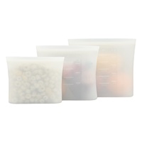 Étanche réutilisable sans BPA Silicone carré stockage des aliments lait maternel garder frais sac avec fermeture à glissière emballage alimentaire