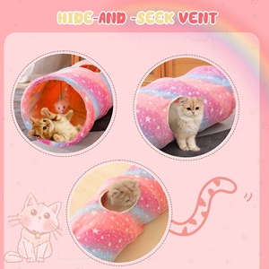 <span class=keywords><strong>Tunnel</strong></span> de chat motif étoile rose avec jouets en peluche caractéristiques photoluminescentes pour petits chats d'intérieur - Product Image 3