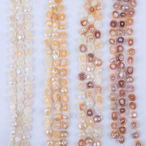 Perlas de Agua Dulce Naturales Barrocas de Ojo de Gato Blancas de 18 cm y 8-9 mm, Cuentas Sueltas para Bisutería, Pulseras, Adhesivo de Concha - Product Image 1