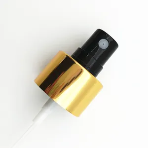 Pulverizador de niebla de plástico fino, bomba de pulverización de botella negra a presión de oro, 24/410