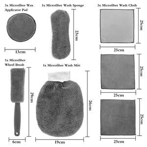 Kit de nettoyage de voiture en microfibre avec serviettes en plastique, éponge blush, gant de lavage, tampons applicateurs de polissage pour le detailing automobile - Product Image 6