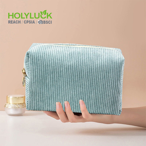 Custom Striped Pattern Personalized Makeup <strong>Bag</strong> Large <strong>Lilac</strong> Capacity Corduroy Travel Cosmetic <strong>Bags</strong> for Women and Girl - Product Image 1