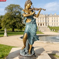 YOUFINE Statue de Musicienne en Bronze Style Antique pour Décoration de Jardin et de Villa