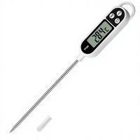 Thermomètre numérique pour aliments, affichage LCD, acier inoxydable 304 de qualité alimentaire, sonde longue, lecture instantanée, pile LR44 pour la cuisson