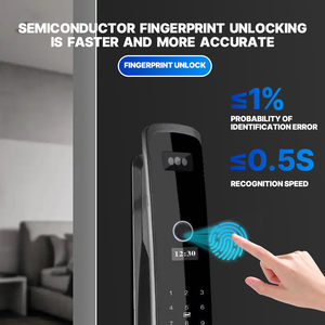 Qunn Kỹ Thuật Số 3D Mặt & Nhận Dạng Dấu Vân Tay Keyless Thông Minh Ổ Khóa Thiết Kế Mới Nhôm Wifi Cửa Gỗ Với Wishome Ứng Dụng Điều Khiển - Product Image 5