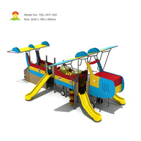 Installations de parc d'attractions à la mode équipement de toboggan de terrain de jeu en plastique PE en bois extérieur pour enfants ensemble de jeu