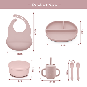 Ensemble de vaisselle pour bébé en silicone imperméable, fourchette, cuillère et bavoir personnalisés sans BPA, tapis de table, vente en gros - Product Image 3