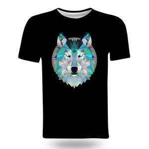 Camiseta de Manga Corta para Hombre, Corte Regular, Estampado Digital 3D con Diseño de Lobo, Tejido de Punto, Ropa de Verano - Product Image 2