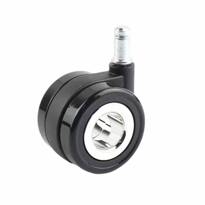60mm Office Chair Caster <b>Wheels</b> Grip Ring Stem Twin Swivel Castors 60kg Load Precision Ball Bearing Silent Braking Furniture - Product Image 1
