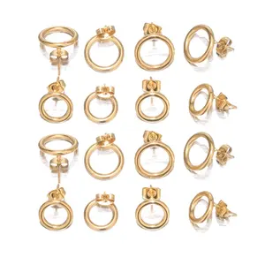 18 Kgold Partido De Aço Inoxidável Brincos Stud Earrings Calçados infantis Big Gold Party Earrings Set Moda Nigeriana Cor do Ouro
