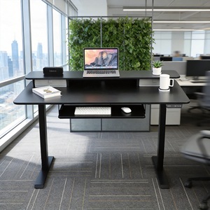 โต๊ะปรับระดับความสูงด้วยไฟฟ้า มอเตอร์คู่ โครงเหล็กเคลือบผงสองชั้น สำหรับใช้ในบ้านและสำนักงาน - Product Image 1