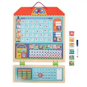 Kinderen Houten Magnetische Maandelijkse Kalender Beloning Grafiek Kalender Kinderen Educatieve Kaart Magnetische Klus