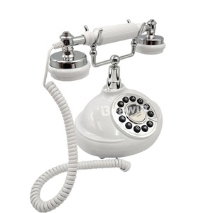 Téléphone fixe <span class=keywords><strong>filaire</strong></span> rétro blanc en métal avec sonnerie mécanique et bouton-poussoir en résine époxy durable pour hôtel et bureau - Product Image 3
