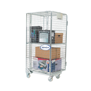 500KG Folding 4 Wheel Steel Rack Cart Warehouse Storage Transport Trolley