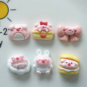 Breloques en résine plastique, perles et accessoires <span class=keywords><strong>pour</strong></span> coques de téléphone, coiffes, autocollants de réfrigérateur, épingles à cheveux, à faire soi-même, en forme de cochon en farine brillante, avec colle crème - Product Image 2