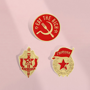 Nuova spilla Soviet Union <span class=keywords><strong>Kgb</strong></span> mangia il ricco scudo e la spada distintivo emblema CCCP medaglia rosso smalto dorato per spilla in metallo artigianato - Product Image 2