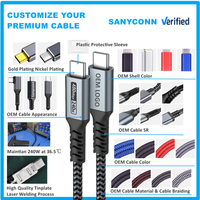 Cable USB Tipo C Trenzado, Cable Tipo C de Carga Rápida 240W 5A, Nuevo Cable USB-C a USB-C con Trenzado Suave Personalizado, Cargador PD 3.1