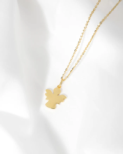 Collar con Colgante <span class=keywords><strong>de</strong></span> Ángel Personalizado en Acero Inoxidable Chapado en Oro <span class=keywords><strong>de</strong></span> 18K, Cadena Satellite Resistente al Deslustre, Grabable, Regalo <span class=keywords><strong>para</strong></span> <span class=keywords><strong>Mujer</strong></span> - Product Image 3