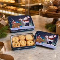 Boîte à biscuits de Noël personnalisée avec couvercle, 115x85x22mm, emballage métallique rectangulaire pour biscuits, cadeaux de boulangerie