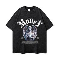 T-shirt respirant 100 % coton, coupe ample et oversize, à manches courtes, imprimé lettres couple, style streetwear usé, nouveauté 2026