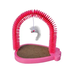 プラスチック製猫用爪とぎブラシとネズミのおもちゃ付き-環境に優しいモダンな漫画デザイン - Product Image 1