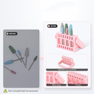 Ensemble de forets à ongles avec support à 16 trous, forets en caoutchouc de silicone pour pédicure, manucure, ponçage et polissage du gel - Product Image 5