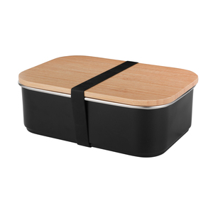 Custom Logo Biodegradable Leakproof 900ml Stainless Steel Lunch Bento Box with Bamboo Lid