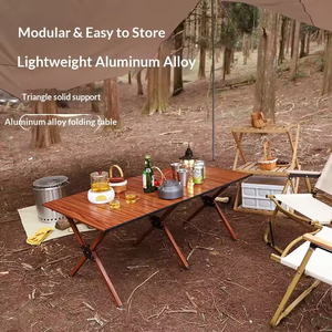 Outdoor Folding <b>Table</b> Aluminum Alloy Rectangular Portable Camping Picnic <b>Table</b> Medium Size Leg Base - Product Image 4