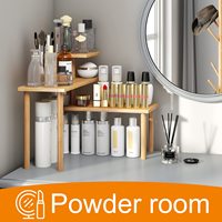 Rak dapur 3 tingkat, disesuaikan, rak sudut Bambu Meja Organizer bumbu Set, rak tampilan, hemat ruang